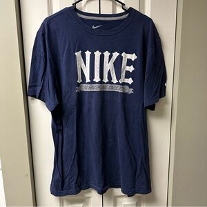 Nike Regular Fit Dark Blue Tee with Bold Logo - XL 100% Cotton
